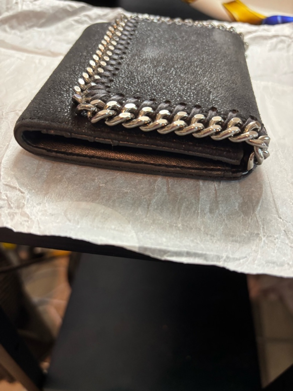 PRISTINE Stella McCartney Falabella Small Flap Wallet - Black - FULL SET - Picture 3 of 13